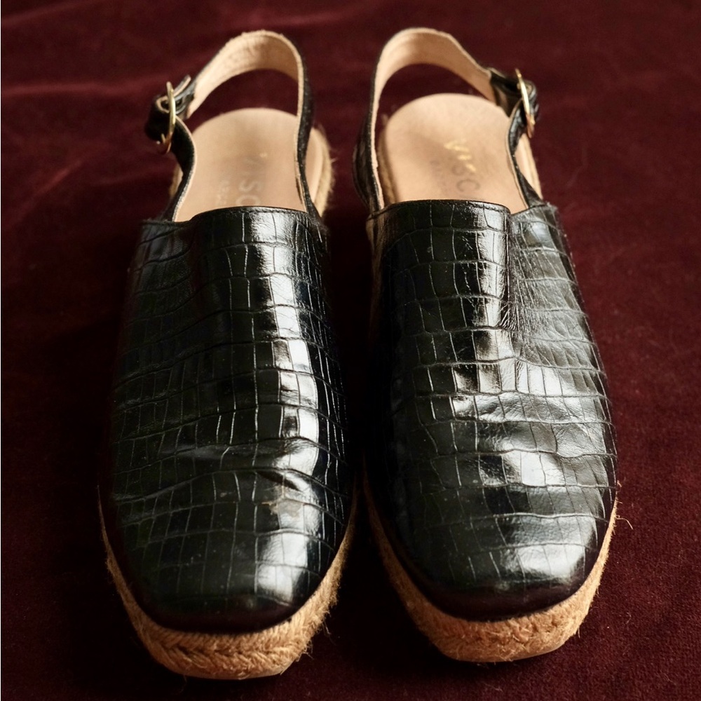 Viscata black patent croc embossed wedge espadrilles - Picture 3 of 6